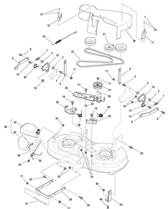 38" Mower Deck - Clutch And Support, With Guard Diagram and Parts List for 7800496-EBL125380G 2009 Briggs and Stratton Lawn Tractor